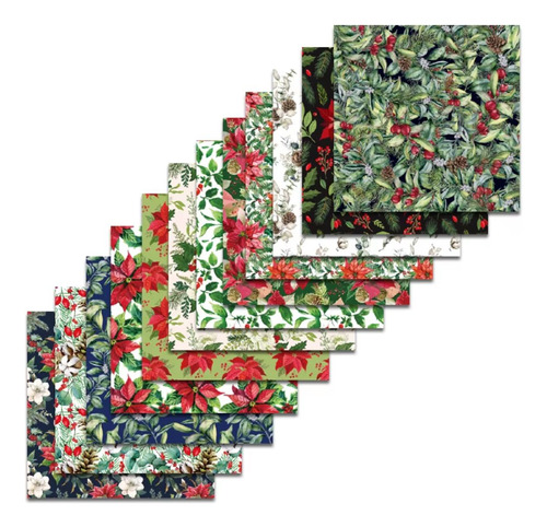 Block Papel Estampado Navidad Reno Nochebuena 24 Hojas