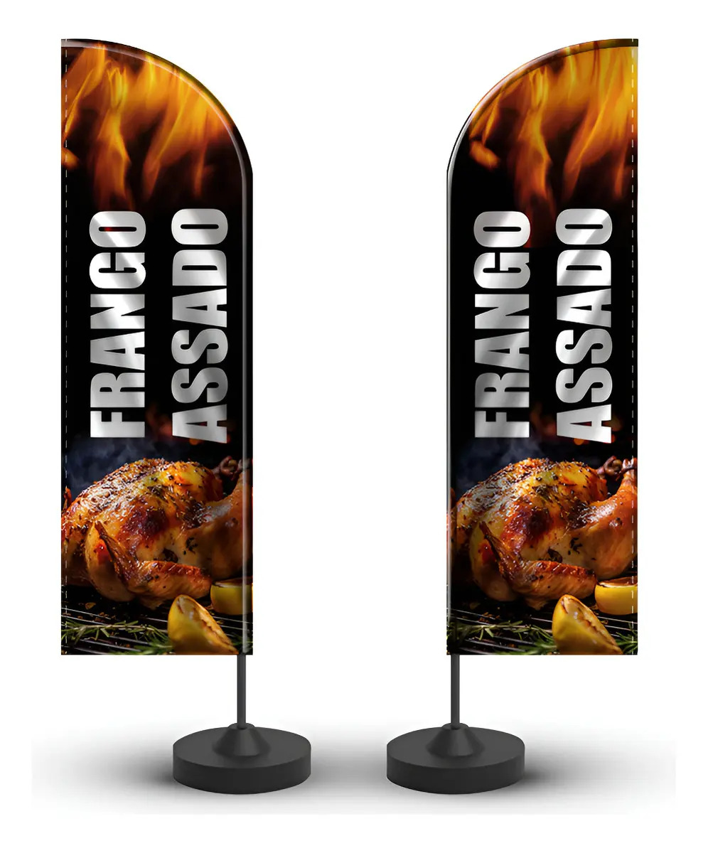 Wind Banner Frango Assado Tecido Dupla Face 2,0m