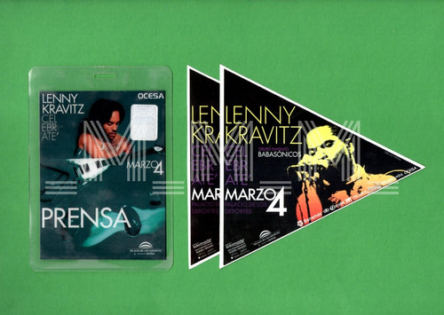 Lenny Kravitz Gafete Prensa + Stickers Celebrate Tour 2005