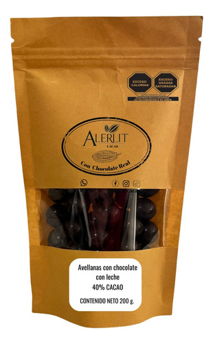 Avellanas Cubiertas Con Chocolate| 40% Cacao| 200 G| Alerlit