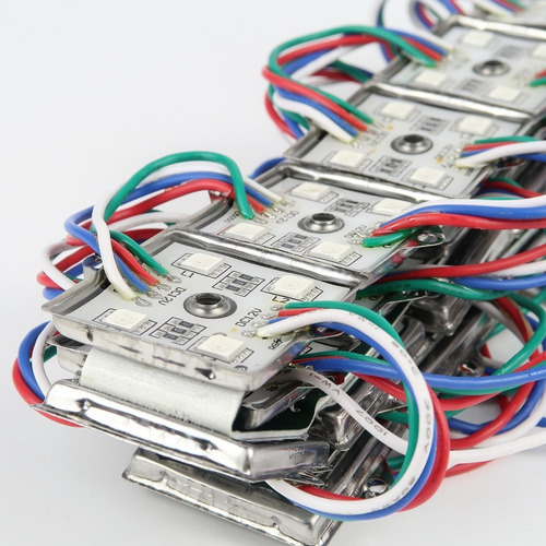 Imagen 1 de 3 de 10x Módulo Led 5050 4 Leds 12v Rgb Ip65 Chapa 1w