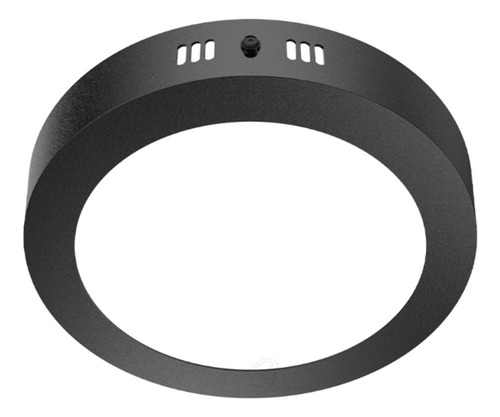Plafón De Techo Circular Spot Panel Led 12w De Aplicar Estructura Negro Con Luz Cálida