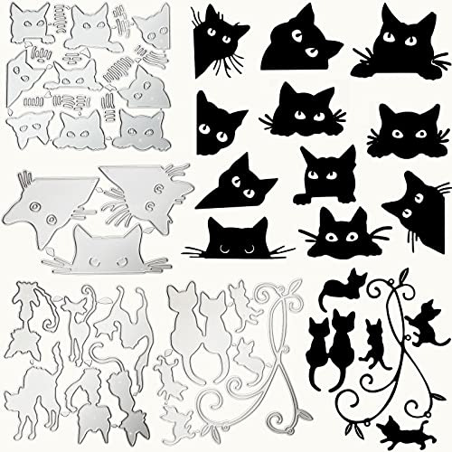 4 Pieces Cats Craft Die Cuts Cats Head Cats On Branches...