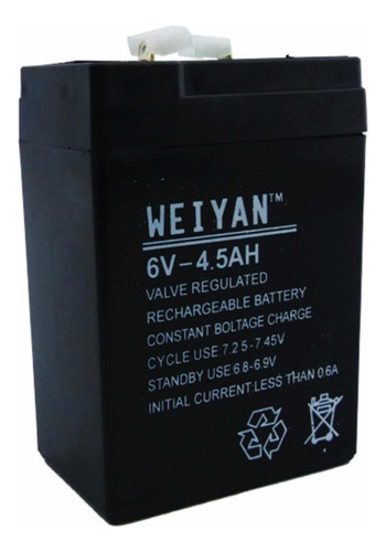 Bateria 6 Volt 4 Amp Repuesto, Marca Weiyan