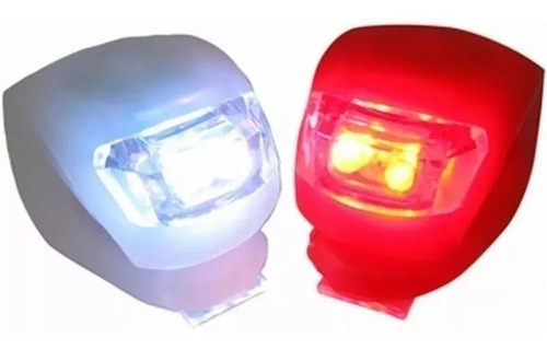 Imagen 4 de 6 de Kit 2 Luces Bici Bicicleta Silicona Led Blanca + Roja Pilas