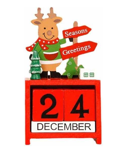 Calendario Perpetuo Cubos Navidad Decoración Navideña Madera