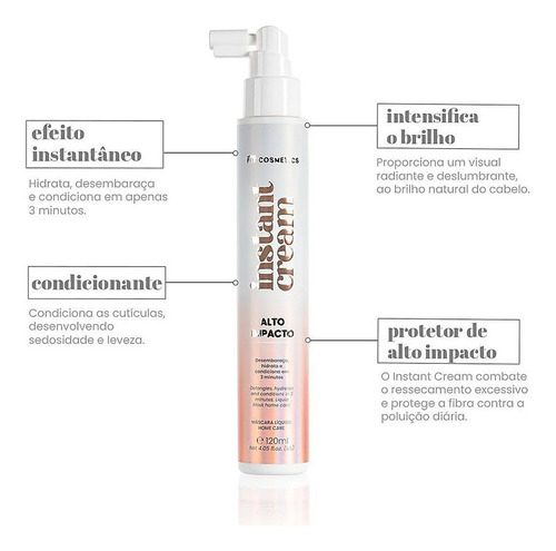 Máscara líquida Hidratação de Alto Impacto Instant Cream Fit Cosmetics Spray instantâneo