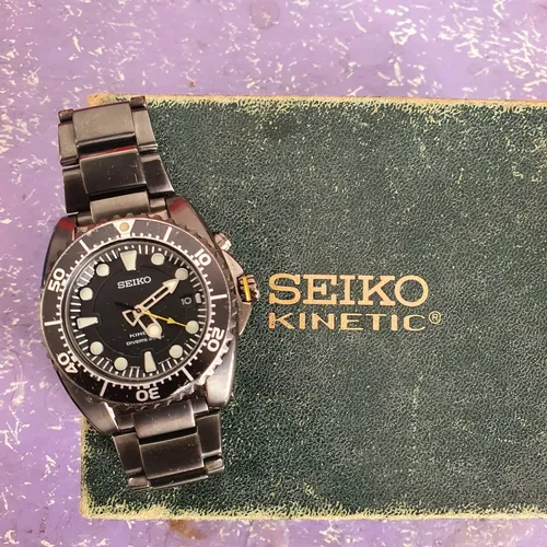 Relogio Seiko Kinetic 6m52 All Black Divers 200 Mts | MercadoLivre