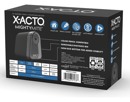 Sacapuntas Mighty Mite De X-acto Safestart, Color Negro