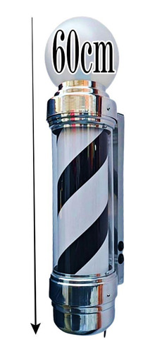 Barber Pole Giratório 60cm Voltagem Bivolt Estilo Americano.