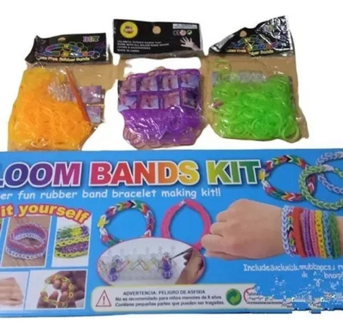 Kit Infantil Loom Bands Original  Caja + 600 Gomitas Extra