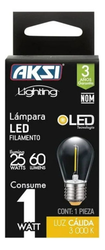 10 Pzas Foco Led Filamento S14 1w E27 Aksi Luz Calida