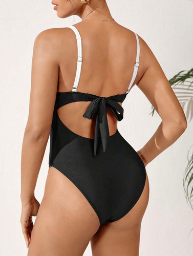 Mallas Enterizas Modelos Armados Alambre Push-up Negro Lisa 1