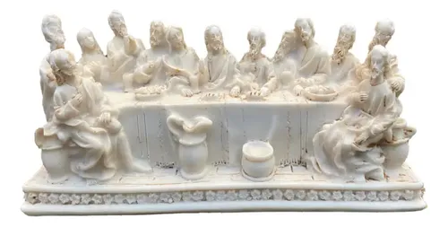 Escultura Santa Ceia Imagem Mesa Decoração Em Resina 13,5cm Cor B...
