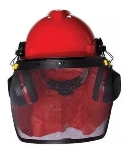 Capacete Com Protetor De Pescoço Viseira E Abafador Oricular