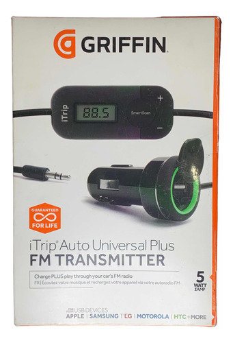 Transmisor Griffin Fm Con Usb Y Auixiliar 3.5 Plug Negro