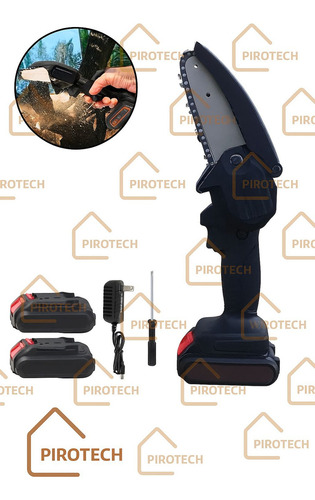 Mini Motosierra Eléctrica 6 Pulgadas Inalámbrica Portátil A 2 Baterías Recargable 48v Cargador Y Accesorios Corte Jardín Poda Árboles Ligera Potente Ergonómica Fácil De Usar