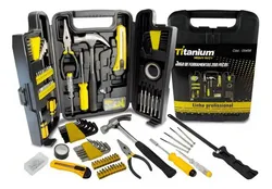 Kit Ferramentas 200 Peças c/ Maleta Titanium - Chaves, Alicates, Martelos, Serra - Aço Carbono - DIY Oficina Casa - R$ 65,90