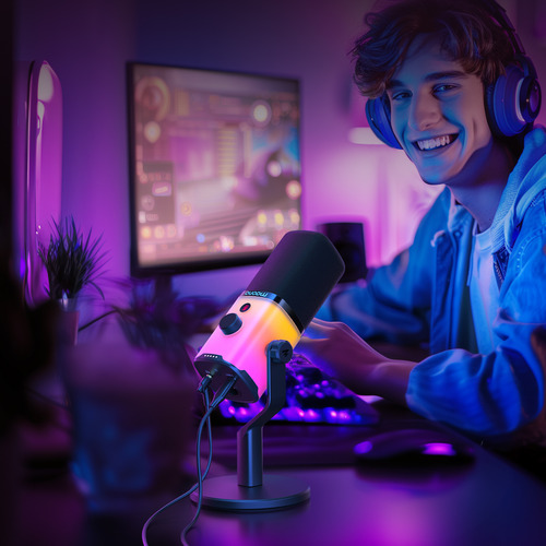 Microfone Dinâmico Usb/xlr Maono Pd100x Luz Rgb