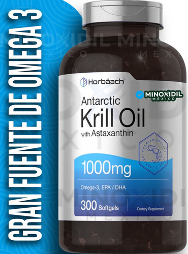 Horbaach Aceite De Krill Antártico 1000 Mg 300 Softgels Sabor Sin Sabor