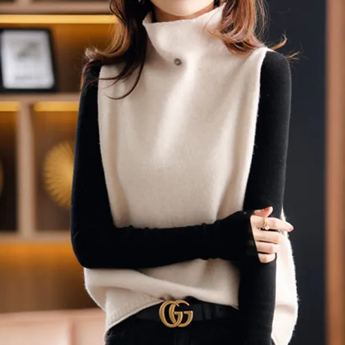 Su ter De Punto Chaleco Mujer Oto o E Invierno Cuello Alto