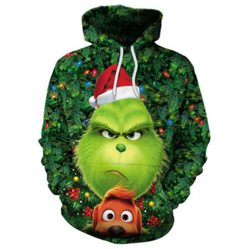 A + Suéter Grinch Verde Con Sombrero De Navidad A