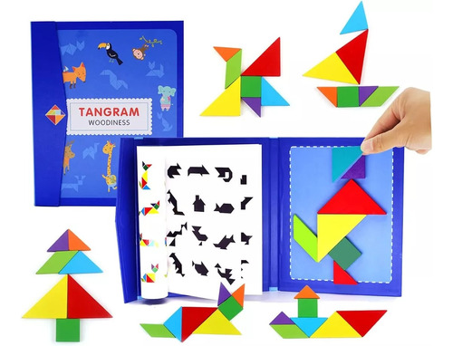 Juego Didáctico Tangram 3d Rompecabezas Magnético En Madera