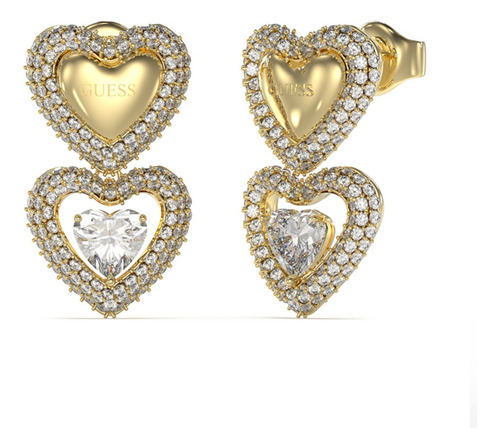 Aretes Doble Corazon Guess Beloved Dorado