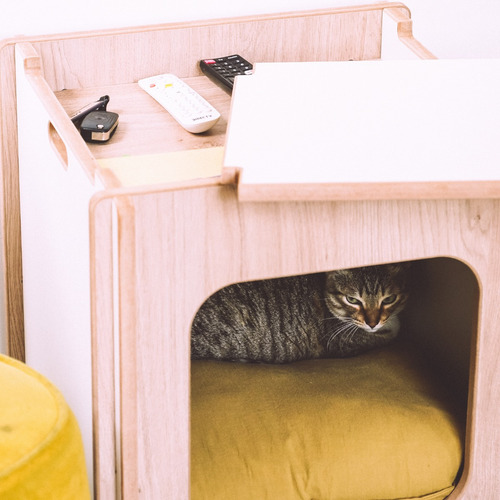 Imagen 6 de 6 de Rascador +camita Para Gatos / 56x50x50 Mobiliario De Diseño