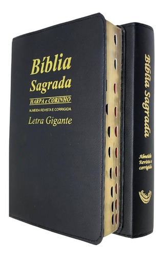 Bíblia Sagrada Letra Gigante Com Harpa Cristã Preta