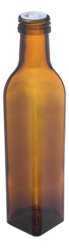 Botella Vidrio Aceite 250 Cc Ambar Cuadrada Tapa Inserto X24
