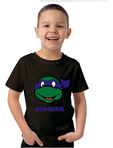 Remera Niño Tortugas Ninjas Leonardo Personalizada Nombre