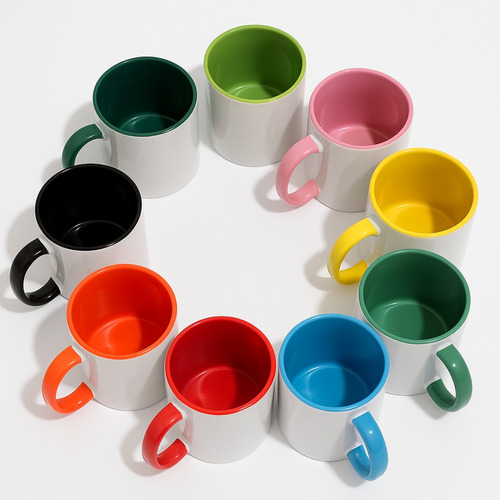 Taza Sublimable 11 Oz | Interior Color | Cerámica Importada Rosa Taza Cerámica