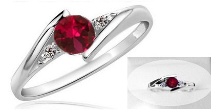 Imagen 2 de 7 de Elegante Anillo De Compromiso Central Rubí Con Oro Bco 10k