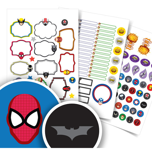 Etiquetas Escolares Super Heróis Personalizadas Kit Jumbo