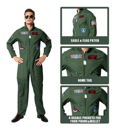 2022 Halloween Top Gun Piloto Adulto Uniforme Cosplay Nuevo