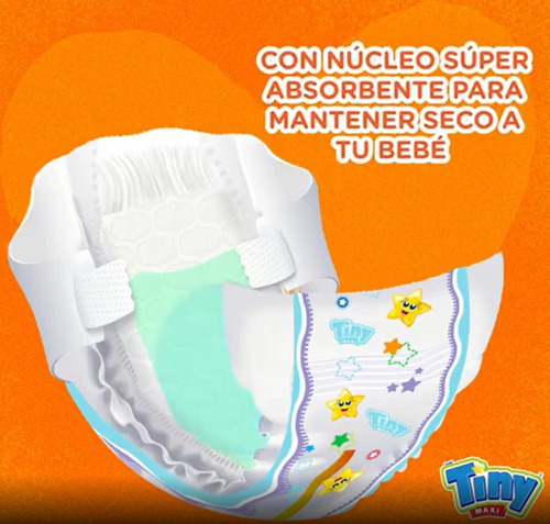 Pañal Tiny Maxi,nucleo Super Absorbente,etapa 5,talla Xg,40p