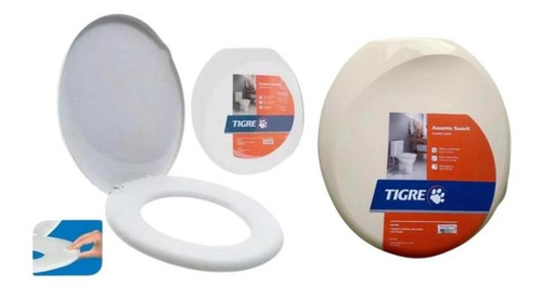 Kit 2 Assentos Privada Almofadado Vaso Bege E Branco Tigre