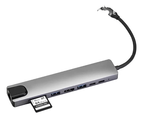 Hub 8 Em 1 Tipo C P/ Macbook. iMac, Mac Mini Hdmi, Usb 3.0