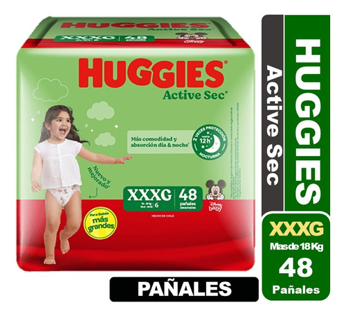 Pañales Huggies Active Sec Maleta Grande Elige Talla