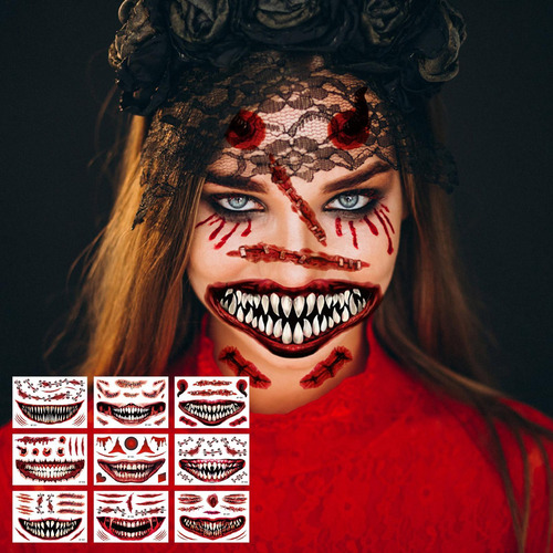 Pegatinas De Caras De Terror Pegatinas Temporales De Hallowe
