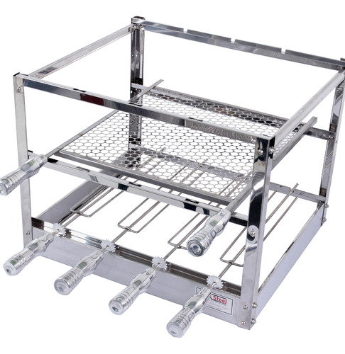 Suporte Inox Wr Steel 55cm Comprimento Para Espeto E Grelha