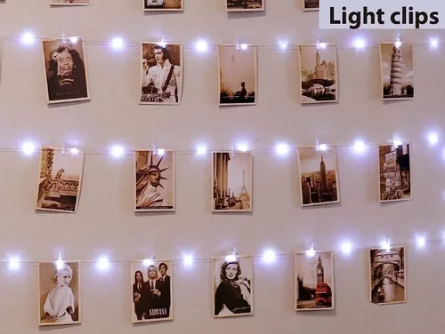 Alambre 40 Led 15 Clip 4m Luz Blanca Fotos Eventos Amor Pila