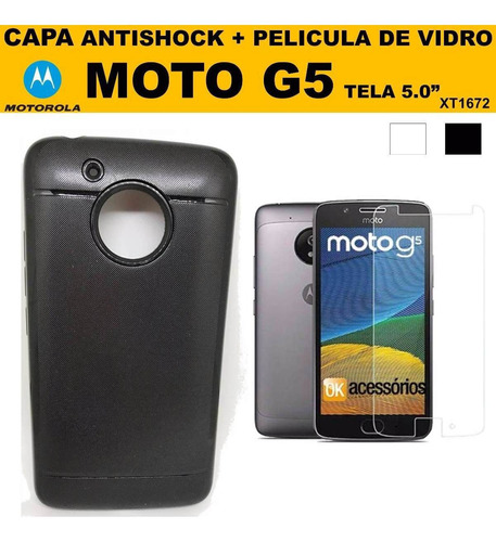 Capa Antishock Motorola Moto G5 Xt1672 5.0 + Pel Vidro