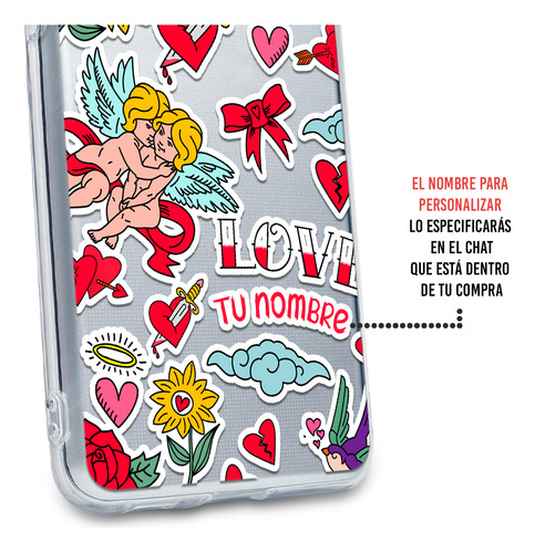 Funda Para Honor San Valentín Sticker Tatto Con Tu Nombre