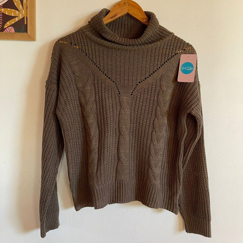 Sweater Calado Mujer Marron Oscuro