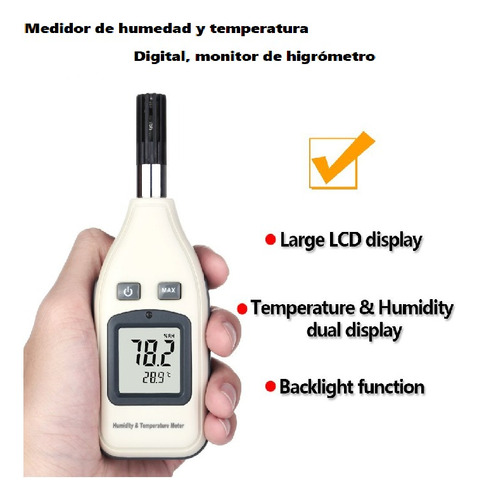 Termometro Digital Medidor Temperatura Y Humedad Higrometro