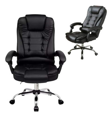 Silla Oficina Ejecutiva Negra Reclinable Ergonómica 