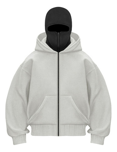 Sudadera Doble Capucha Unisex Felpa Abrigo Largo Ancho Otoño
