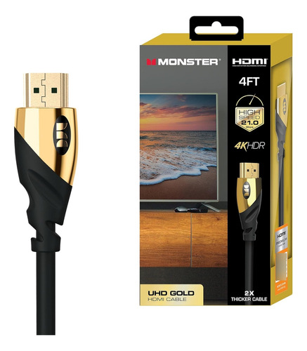 Cable Hdmi Monster Uhd Gold De 6 Pies, Admite Resolución De